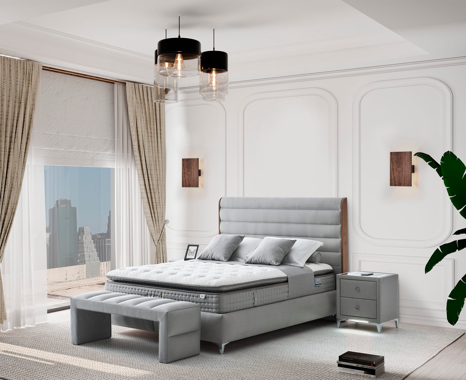 NAOMIKANVAS Naomi Kanvas Baza + Yatak + Başlık - Görsel 1